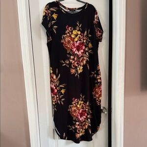 Cleo Black Dress with Vibrant Floral Design